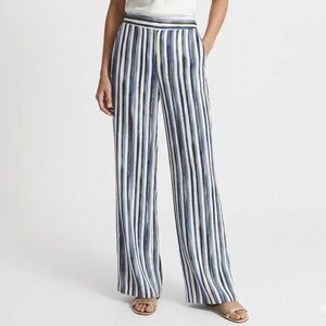 Zara Satin Striped Wide-Leg Pants